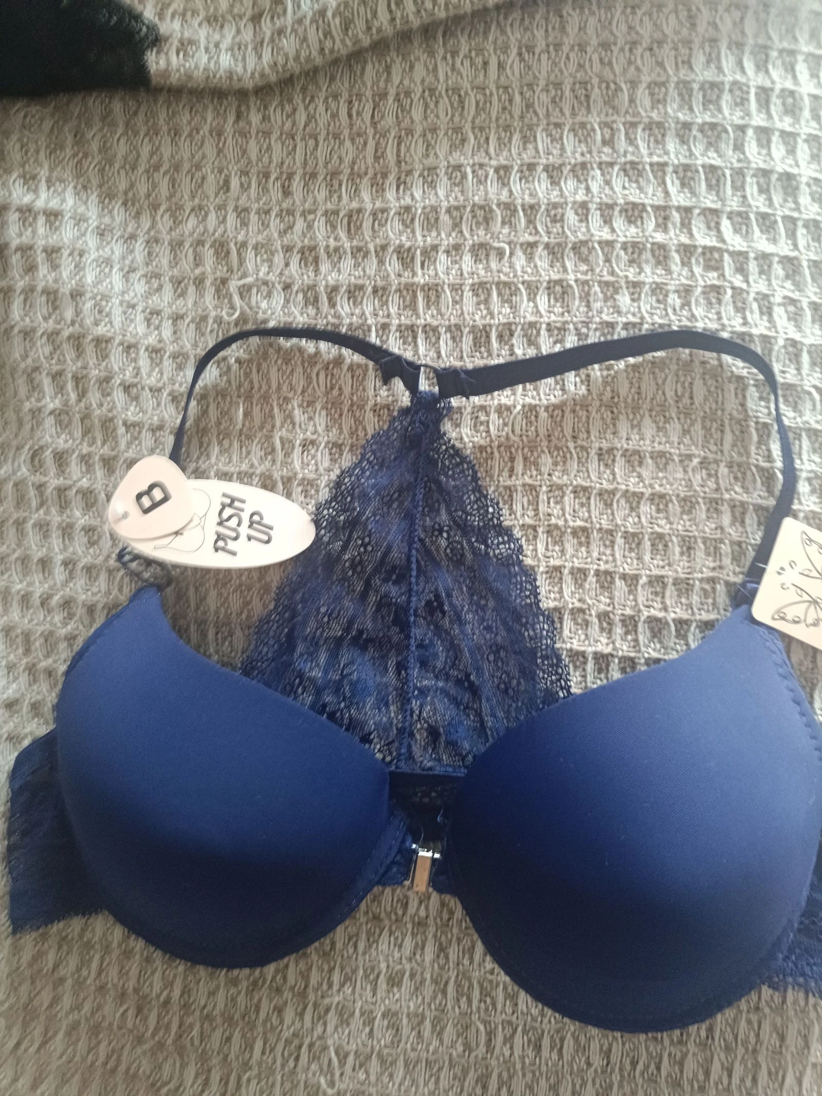 Sujetador Push Up Azul Marino Cierre Delantero 80B / 95B nuevo